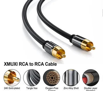 Optimus Subwoofer Audio kabel (10m, 1x RCA Muški na Muški, sivi) - cover