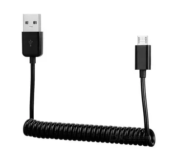 USB data kabel (1m, Micro USB na USB-A, spiralni/coil, crni) - cover