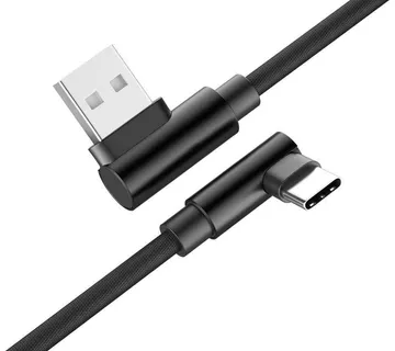 Optimus USB data kabel (1m, USB-C 90° kutni na USB-A, pleteni/najlon, crni) - cover