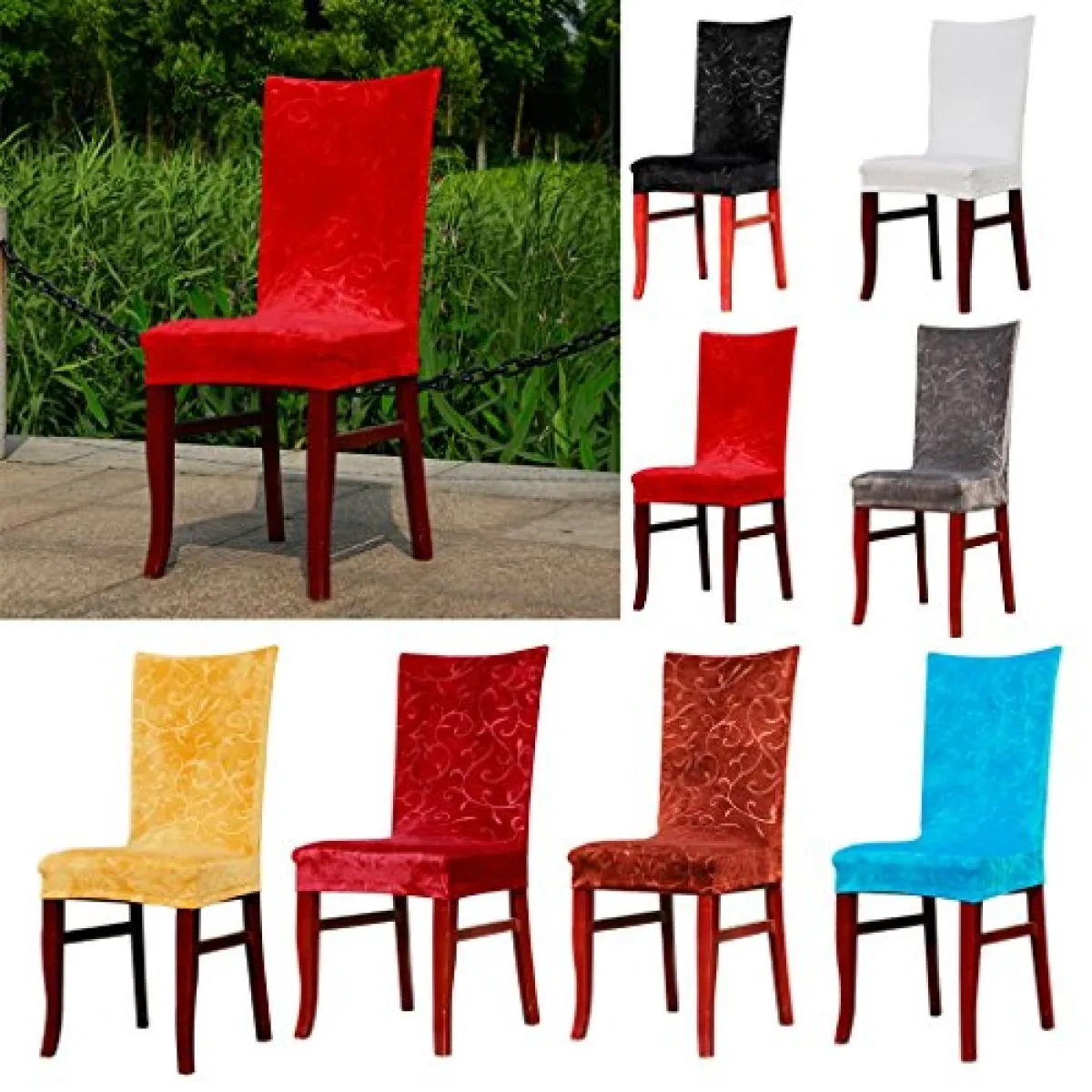 Univerzalne plišane navlake za stolice Foral Velvet - cover