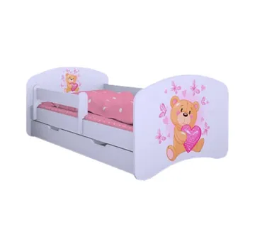 Drveni dječji krevet Happy zaljubljeni medo s ladicom – 140*70 - cover