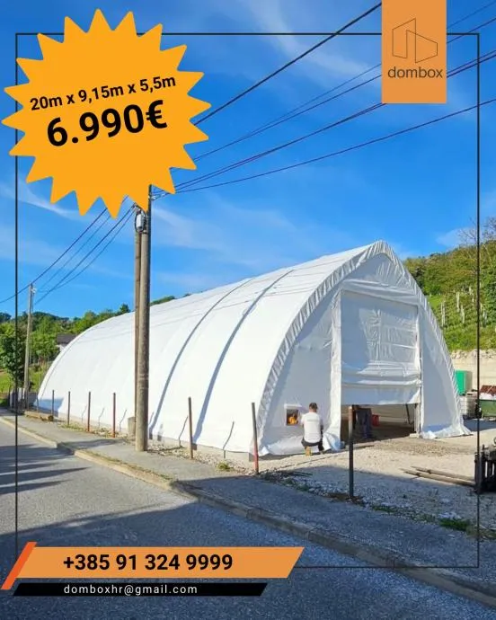 Montažni skladišni prostor PEACH 9.15x20m 5,5m(V) - cover