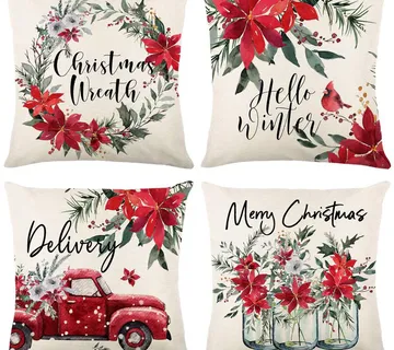 Set od 4 božićne jastučnice - cvjetne 45x45cm - cover