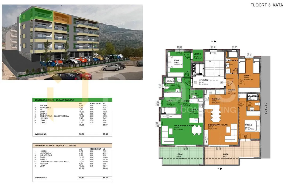 Makarska novogradnja – stan S8, 81,56 m², 3. kat, lođa - cover