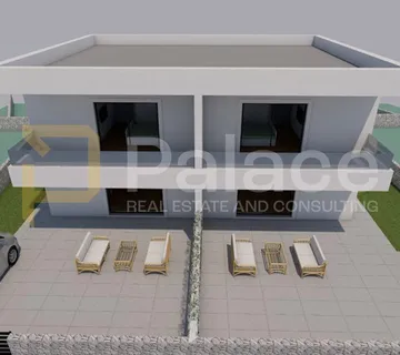 Novogradnja dvojna kuća katnica s 2 stana i dvorištem, Vodice 240 m2 - cover