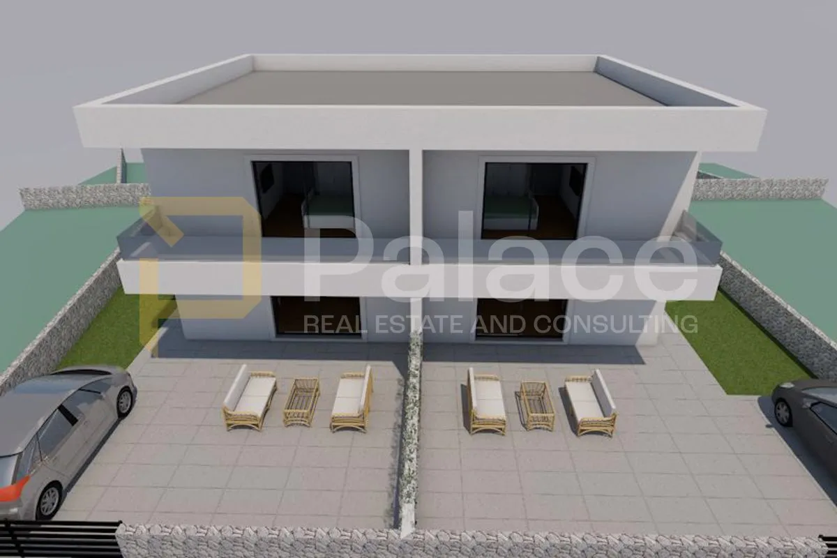Novogradnja dvojna kuća katnica s 2 stana i dvorištem, Vodice 240 m2 - cover