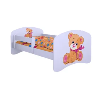 Drveni dječji krevet Happy medo s mašnom bez ladice – 140*70 - cover