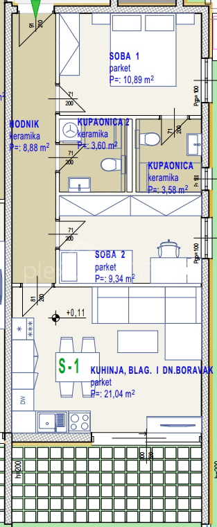 Dvosoban stan - apartman: Seget Donji, 71 m2 - cover