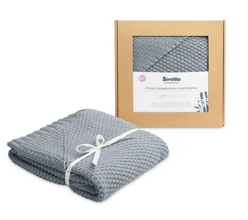 Sensillo pokrivač od bambusa s kapuljačom 90x85cm tamno sivi - cover