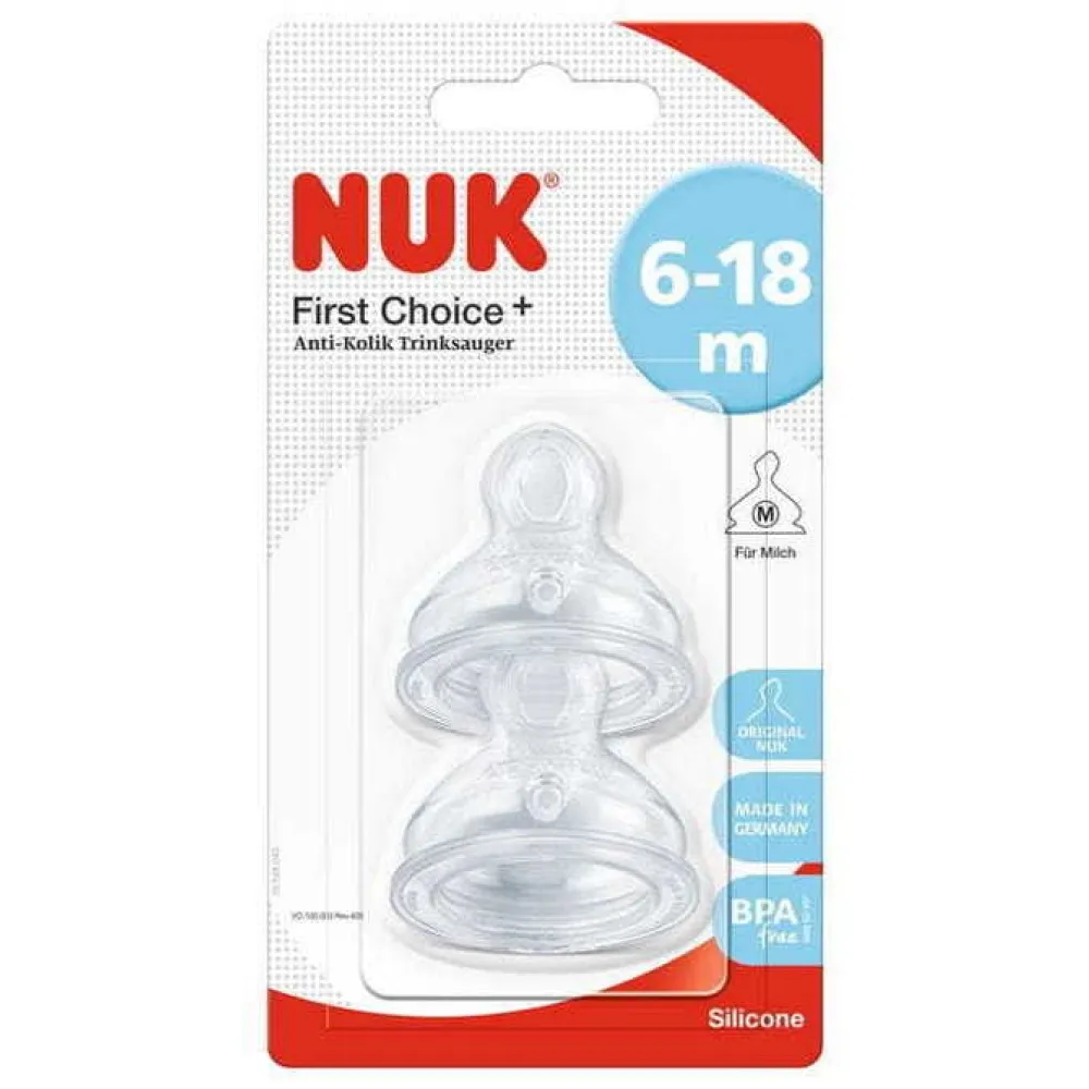 NUK 2 silikonske dude za bočice 6-18mj 721265 - cover
