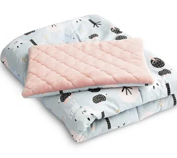 Plush set za krevetić poplun + 2 ravna jastuka šuma - cover