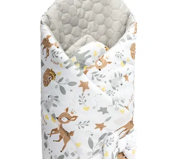 Dvostrani baršunasti pokrivač za bebe 75x75cm šumske životinje bijeli - cover