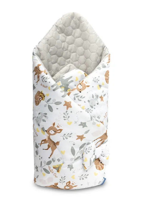 Dvostrani baršunasti pokrivač za bebe 75x75cm šumske životinje bijeli - cover