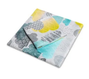 Set pelena od bambusa 30x35cm i 75x75cm tirkizno - žuti - cover