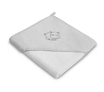 Sensillo dječji ručnik s kapuljačom 80X80cm nilski konj sivi - cover