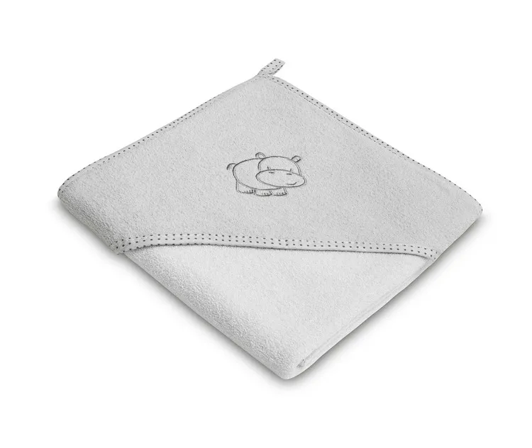 Sensillo dječji ručnik s kapuljačom 80X80cm nilski konj sivi - cover