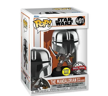 Funko Pop! Star Wars – The Mandalorian with Darksaber (GITD) #491 - cover