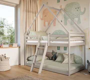 Drveni dječji krevet na kat kućica Sweet 200×90 – puno drvo - cover