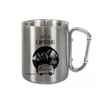 Metalna šalica, siva sa srebrnim karabinerom - cover