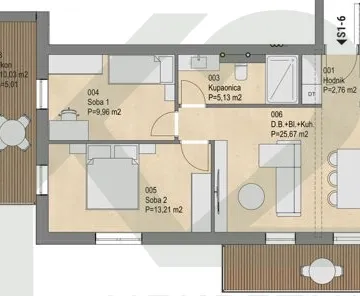 Podsused, 3-sobni S1-6, 69,01 m2, 2 balkona, GPM, NOVOGRADNJA! - cover
