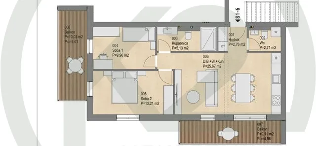 Podsused, 3-sobni S1-6, 69,01 m2, 2 balkona, GPM, NOVOGRADNJA! - cover