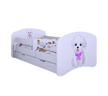 Drveni dječji krevet Happy psić s mašnom s ladicom – 160*80 - cover