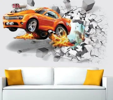 3D zidna naljepnica Turbo Mustang dimenzije 70x50 cm - cover