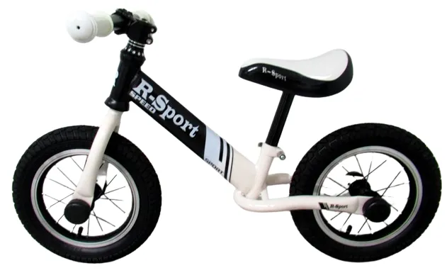 Bicikl za ravnotežu R8, BIJELI I CRNI kotači na napuhavanje, upravljač s kugličnim ležajem - cover