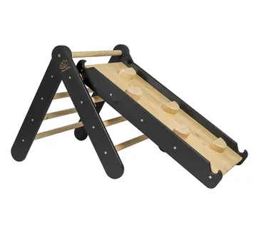 Ljestve s toboganom - zid za penjanje - crne - cover