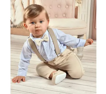 Krsno odijelo 6673 - 4/1 bež vel. 62 - 80 sa svj.plavom košuljicom - cover