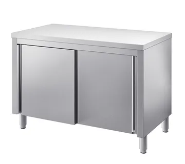 Radni stol dubine 800mm s dva klizna vrata, bez zaštite za zid – INOX - Split