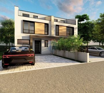 Poreč, okolica, moderna duplex kuća u izgradnji sa pogledom na more - cover