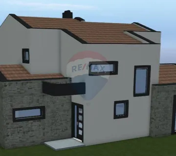 Istra, Muntrilj, lijepo građevinsko zemljište od 598  m2 sa projektom - cover