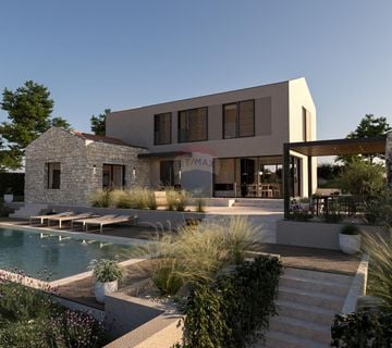 Sveti Lovreč okolica: Nova moderna kuća s bazenom na brežuljku - cover