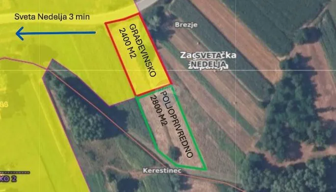 Sveta Nedelja-Brezje, građevinsko zemljište 2432 m2 sa analizom parcele - cover