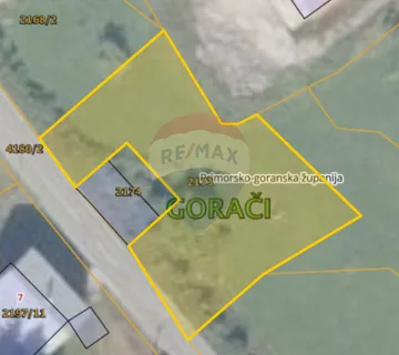 Čabar, Gorači - građevinski teren sa ucrtanim objektom 1658 m2 - cover