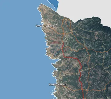 Istra, Brtonigla - maslinik na rubu građevinske zone, pogled na more - cover