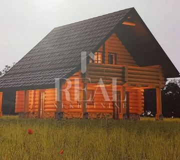 Drvena kuća za odmor u izgradnji 160 m2,P+sa okućnicom cca 2500 m2 - cover