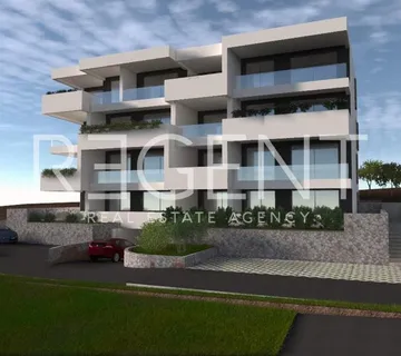 Trogir, Okrug Gornji – Dvosoban stan s pogledom na more 65 m2 novogradnja