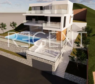 Omiš, Pisak - Građevinsko zemljište sa projektom vile - Pisak, Omiš