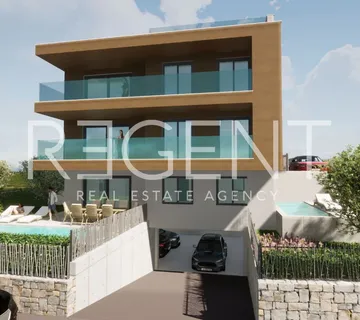 Trogir, Okrug Gornji - Trosoban stan s bazenom i pogledom na more - Okrug Gornji, Okrug