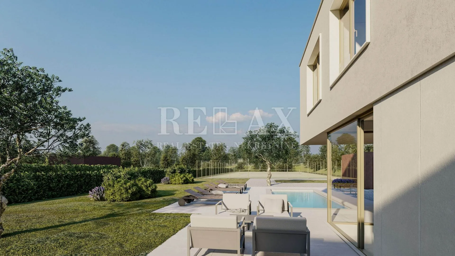 Labin- novogradnja s bazenom i velikom okućnicom - cover