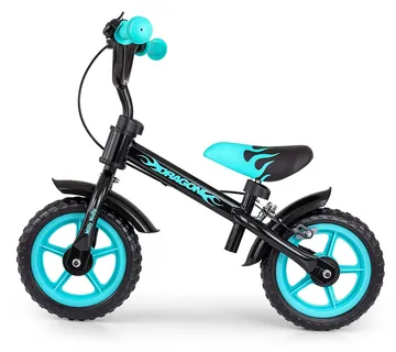 Milly Mally Dragon dječji bicikl bez pedala s kočnicom crno-tirkizni - cover