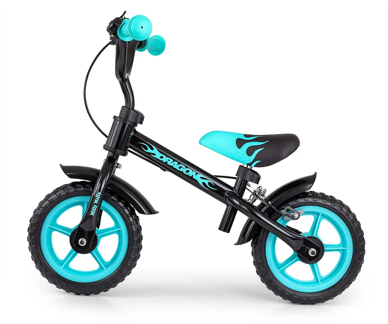 Milly Mally Dragon dječji bicikl bez pedala s kočnicom crno-tirkizni - cover