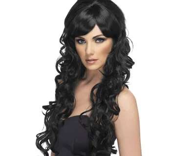 Duga crna perika s uvojcima - cover