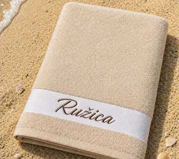 Ručnik za plažu MAXI veličina – bež - Prozor, Otočac
