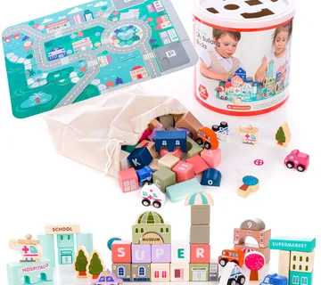 Edukativne drvene kocke za djecu – 135 dijelova - cover