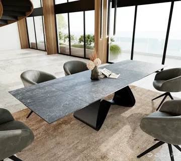 Blagovaonski stol Edge, 200/300x100, Materijal: Keramika Laminam Nero - cover