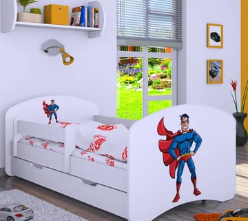 Drveni dječji krevet Happy superman s ladicom – 190×90 - cover