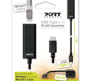 Port adapter USB-C M u RJ45 F - cover